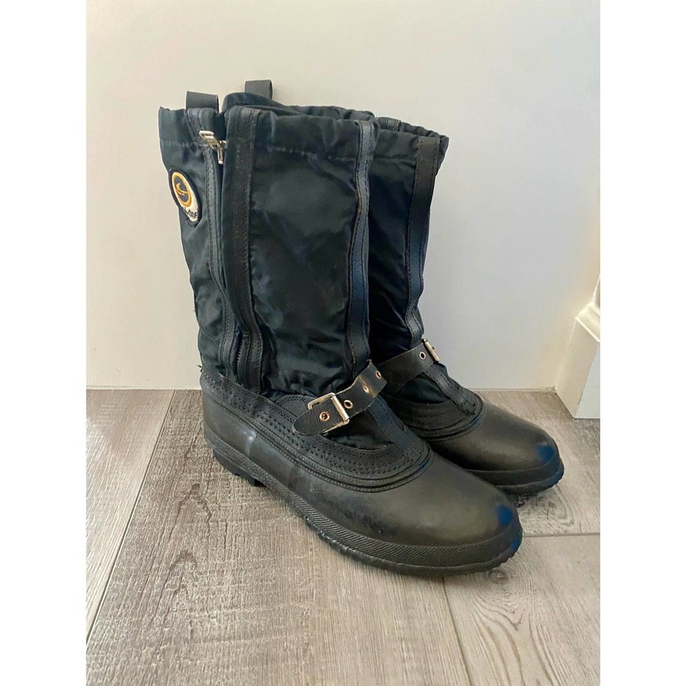 VTG Ski-Doo 1967 Snowmobile Boots Men 6 Black Rubber Felt Lined Side Zipper